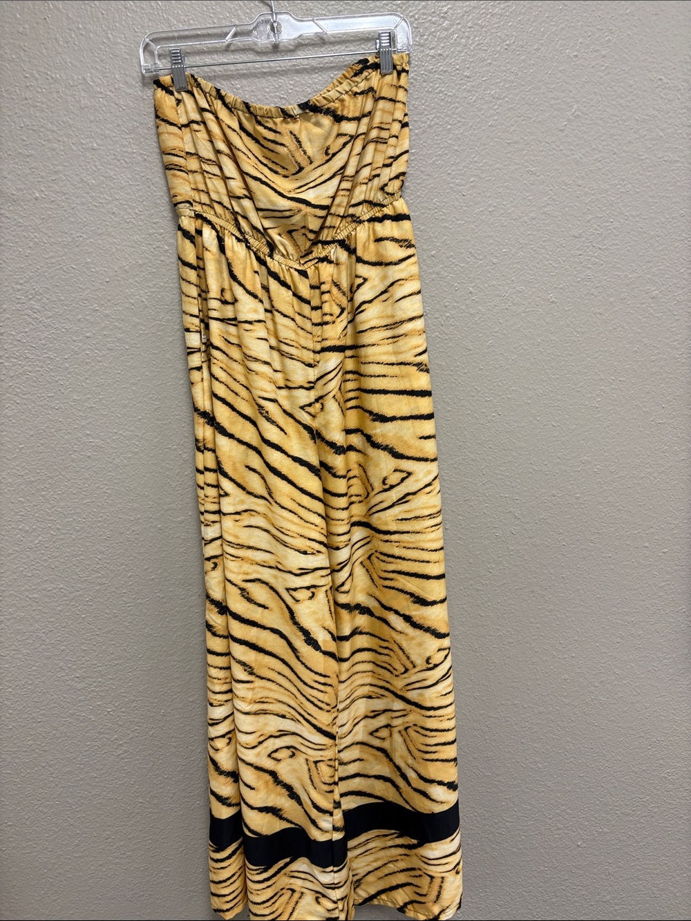 Strapless Tiger Print Romper - Yellow & Black